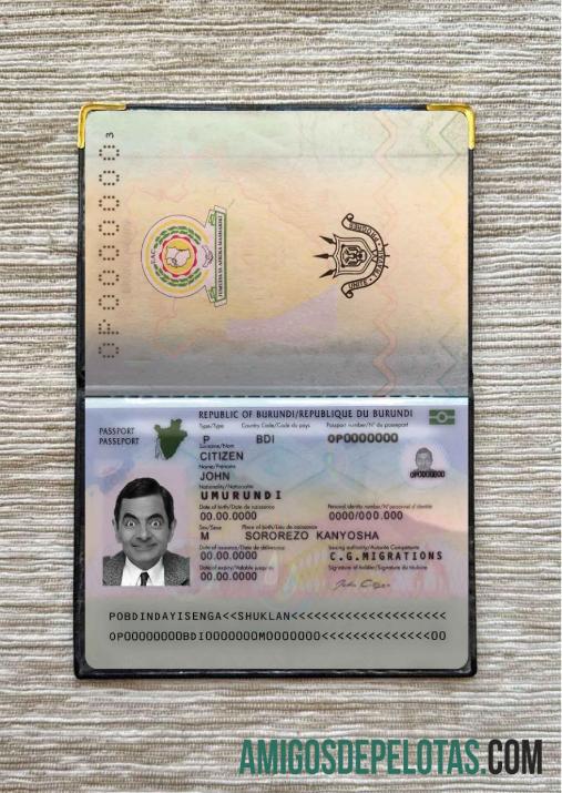 Passaporte do Burundi (presente em 2019) Visual fotográfico amostra
